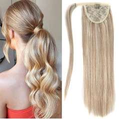 Ugrace Hair Ponytail Extensions Cilvēku mati taisni Cilvēku mati Wrap Long Ponytail Clip in Hair Extensions One Piece Hairpiece mati sievietēm (20 collu, Ombre #16/613)