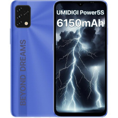 UMIDIGI Power 5S viedtālrunis bez līguma, 4GB + 32GB Octa Core mobilais tālrunis lēts, 6150 mAh akumulators, Android 11 mobilais tālrunis bez līguma, 6,53 collu HD+ displejs, 16MP + 8MP, 3 karšu slots,