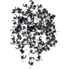 100 Stück Runde Kabelclips mit Nägeln - Langlebig & Vielseitig - Ideal für Kabelmanagement (Schwarz, 4 mm)