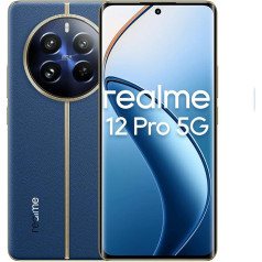 realme 12 Pro 5G viedtālrunis, Sony IM890 OIS kamera, Snapdragon 6s 1. paaudzes procesors, 120 Hz Curve Vision displejs, 67 W SUPERVOOC uzlāde, Dual SIM, 8 + 256 GB, zils