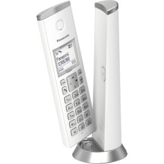 Panasonic KX-TGK220GW dizaina telefons ar automātisko atbildētāju un modinātāju, iekšējais telefons (bezvadu), HD telefonija, balts