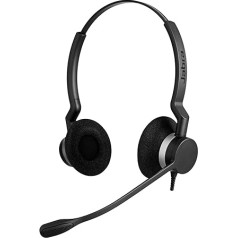 Jabra Q711019 Biz 2300 QD Duo langlebiges Call-Center-Kabel-Headset mit Noise-Cancelling und Wideband für Unify OpenStage, schwarz