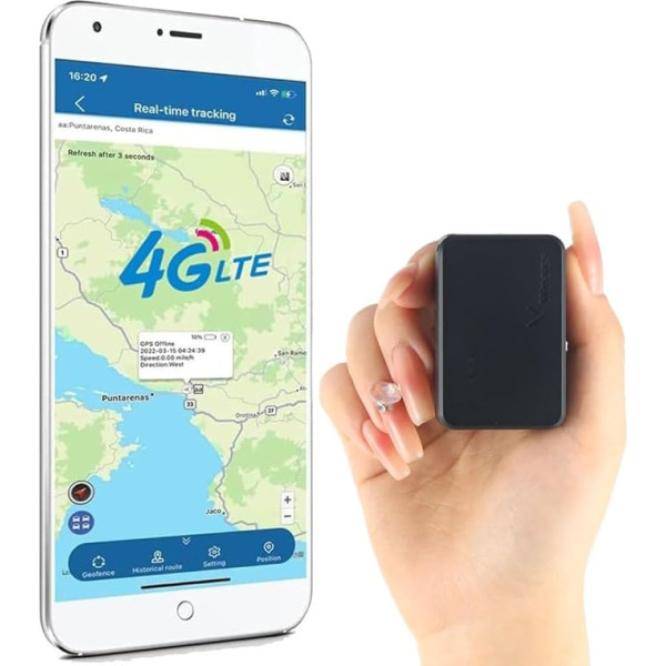 TKMARS TK903 Mini GPS izsekotājs 4G, 1500 mAh akumulators, magnētiskā tiešraides izsekošanas ierīce, ietver SIM karti, nepieciešams abonements, izsekošana ar lietotni/tīmekļa vietni un trauksmes signāli, regulējams atjaunināšanas intervāls