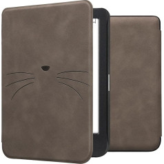 kwmobile Korpuss saderīgs ar Kobo Clara BW/Clara Colour/Tolino Shine (5) / Shine Color Case - Mākslīgās ādas pārvalks - Cat MIAU Grey