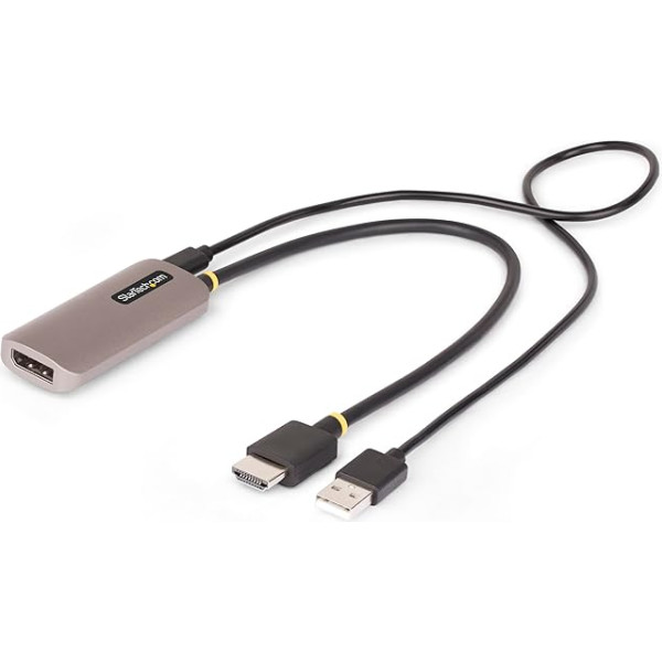 StarTech.com 30 cm HDMI uz DisplayPort adaptera kabelis, 8K 60 Hz, aktīvais HDMI 2.1 uz DP 1.4 adapteris, USB barošana, HDMI uz DP