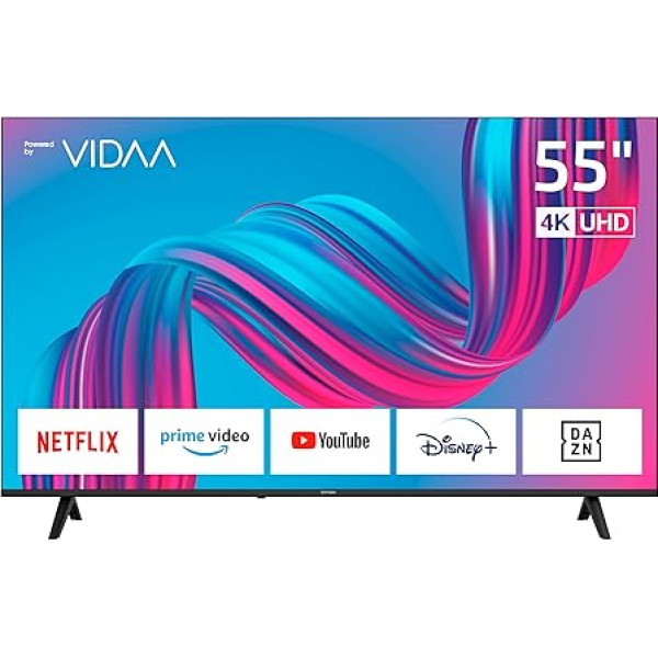 Dyon Movie Smart 55 VX - 55 collu (139 cm) televizors (4K Ultra HD Smart TV, trīskāršs uztvērējs (DVB-C/-S2/-T2), App Store, Prime Video, Netflix, YouTube, DAZN, Disney+) [Mod. 2024]