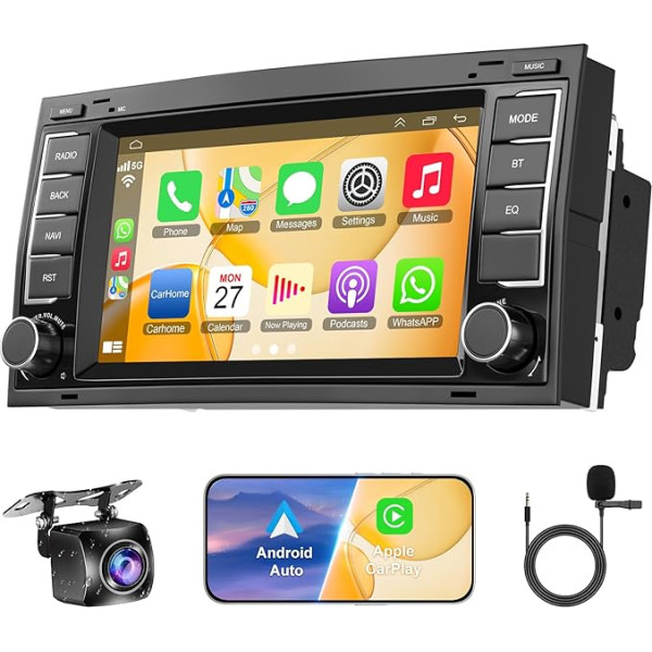 2+32G auto radio VW Touareg 2004-2011, Transporter 2004-2009, T5 Multivan 2004-2009 ar bezvadu Carplay un Android Car, 7 collu auto radio ar WiFi/GPS navigāciju/atgriešanu