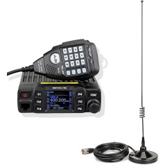 Retevis RT95 radioamatieru raiduztvērējs ar divjoslu antenu, mini mobilais radio raiduztvērējs ar rotējošu LCD displeju, 200 kanāli, SL16/PL259 mobilā auto antena