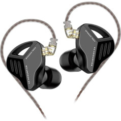 LINSOUL KZ ZVX 10 mm Dual Cavity Super Linear Dynamic Driver HiFi In-Ear austiņas ar noņemamu 0,75 mm iedziļinātu 2 kontaktu sudrabotu kabeli mūziķiem (melnas, bez mikrofona)