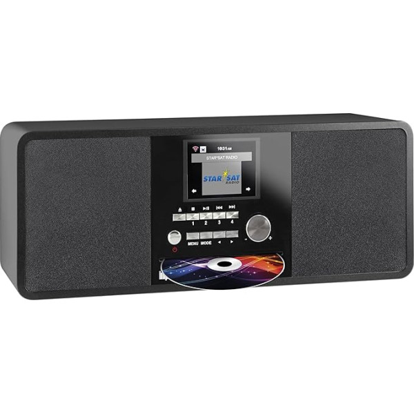 Imperial DABMAN i200 CD interneta radio / DAB+ radio digitālais radio ar CD atskaņotāju (Stereo skaņa, interneta radio / DAB+ / DAB / FM, WLAN, LAN, Bluetooth, Aux-In, Line-Out, Spotify), melns