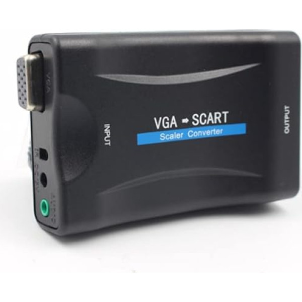 Diyeeni VGA uz Scart pārveidotājs VGA uz Scart video audio adapteris ar VGA kabeļa tālvadības pulti NTSC PAL SECAM standarta TV formāta ievadei