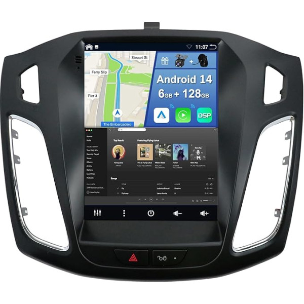 YUNTX [6GB + 128GB] Android 12 autoradio Ford Focus (2010-2014)-[Integrēts CarPlay/Android Auto/DSP/GPS]-9,7 collu IPS 2.5D-CAM + MIC-DAB/Mirror Link/Bluetooth 5.0/360 Camera/Steering Wheel