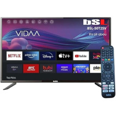 BSL-50T2SV VIDAA Smart TV 50 collu WiFi RJ45 UHD izšķirtspēja 3840 x 2160p USB DVBT2/S2/C Saderīgs ar YouTube, Netflix, Disney+, Dazn, Prime | HDMI