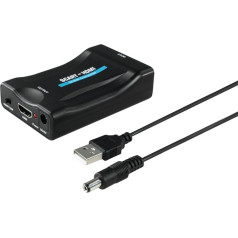 Hama Scart HDMI pārveidotājs (Scart HDMI adapteris televizoram, analogo video un skaņas signālu pārveidotājs uz HDMI, Full HD, 1080 p/720 p), melns