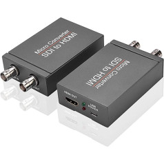 Mikrokonvertors SDI uz HDMI 3G SDI HD SDI uz HDMI adapteris ar SDI cilpas izeju, automātiska formāta noteikšana, 1080P ātra signāla pārraide, SDI in HDMI Out (ar barošanas avotu)