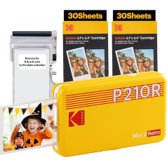 KODAK Mini 2 Plus Retro mobilais 10 X 15 fotogrāfiju printeris un Polaroid momentfotogrāfiju drukāšana augstākās kvalitātes fotogrāfijās, izmantojot mobilo tālruni, mobilais foto printeris viedtālrunim (iphone un android), portatīvais Bluetoot