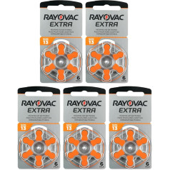 Rayovac Extra Advanced Zink Luft Hörgerätebatterie (in der Größe 13er Pack, mit 30 Batterien, geeignet für Hörgeräte Hörhilfen Hörverstärker), oranžs