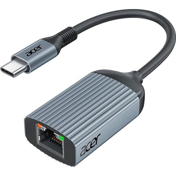 acer USB C uz Ethernet adapteris, Gigabit RJ45 uz USB 3.0 C tipa USB 3.0 Ethernet LAN tīkla adapteris, portatīvais Thunderbolt 3/4 adapteris MacBook Pro/Air, iPad Pro, XPS, klēpjdatoriem, viedtālruņiem un citiem - pelēks