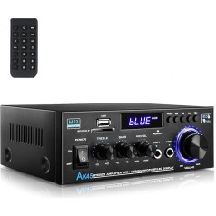 Romicta HiFi pastiprinātājs AK45 Pro, Mini Bluetooth Stereo audio pastiprinātājs uztvērējs 12V/220V 600W 2 kanālu jaudas pastiprinātājs skaņas pastiprinātājs ar FM radio, SD/USB kartes ievade, mājām vai automašīnai