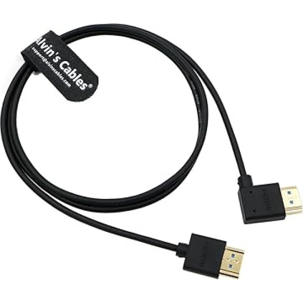 Alvin's Cables 8K 2.1 ātrgaitas HDMI kabelis Atomos Ninja V monitoram, HDMI kabelis no taisna uz kreiso leņķi Z CAM E2, Sony FS5| FS7| A7S3 kamerām 39,4 collas | 1m