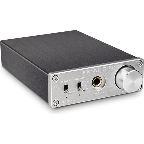 FX-Audio DAC-X6 Mini HiFi 2.0 ciparu audio dekodētājs DAC ieeja USB/koaksiālais/optiskais izeja RCA/ austiņu pastiprinātājs 24 bit/96 kHz DC12 V (sadalītājs)