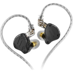 KZ ZS10 PRO X KZ In-Ear Monitor austiņas, 1DD 4BA IEM austiņas, vadu HiFi austiņas ar sakausējuma aizsargplāksnīti, noņemams 0,75 mm 2-pin kabelis audiofilu mūziķiem (melnas, bez mikro)