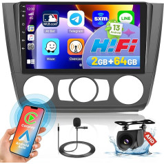 [2+64G] Android 13 Carplay priekš BMW 1 Series E87 E81 E82 E88 (2004-2012) ar CarPlay & Android Car, 9 collu skārienjūtīgais ekrāns ar GPS WiFi FM RDS atpakaļgaitas kamera