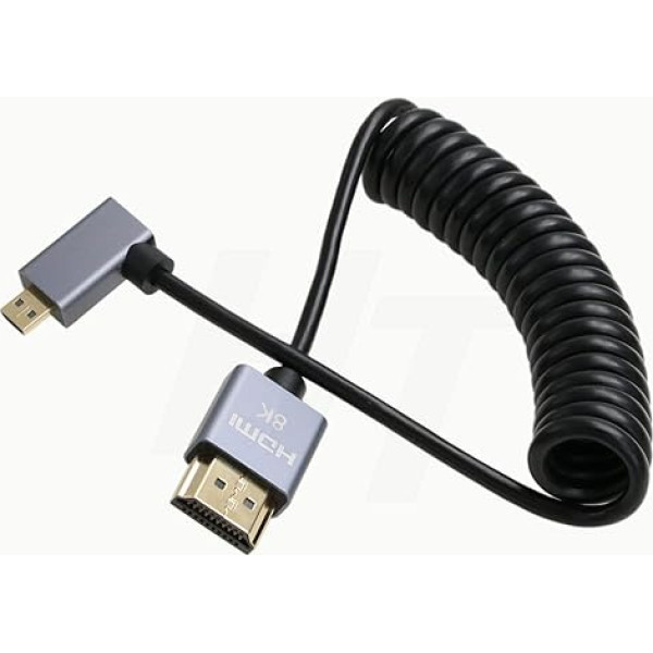 HangTon Micro HDMI uz HDMI 4K 8K kabelis ar taisno leņķi Sony A6400 A7R Canon R5 R7 GH4 S5 Z50 kamerai ATOMOS Ninja V Portkeys A D HDMI 2.1 tipa monitoram