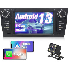 Ponskoy Auto Radio Android Radio priekš BMW E90 E91 E92 E93 (2005-2011), 7 collu Auto Radio CarPlay Android Auto Android Stereo Auto Radio ar GPS atpakaļgaitas kameru Bluetooth WLAN SWC BT DSP FM AM Radio, 4 +