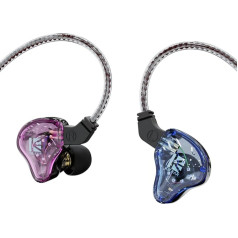 Yinyoo KS2 austiņas, KBEAR HiFi In-Ear austiņas ar mikrofonu, 1BA 1DD Hybrid Headset trokšņu slāpēšanas IEM ar noņemamu kabeli dziedātājam, bundziniekam, skatuvei (ar mikrofonu, violeta)