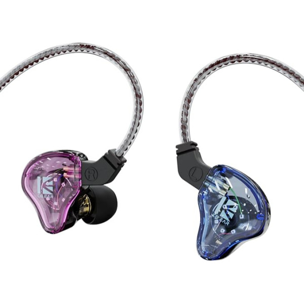 Yinyoo KS2 austiņas, KBEAR HiFi In-Ear austiņas ar mikrofonu, 1BA 1DD Hybrid Headset trokšņu slāpēšanas IEM ar noņemamu kabeli dziedātājam, bundziniekam, skatuvei (ar mikrofonu, violeta)