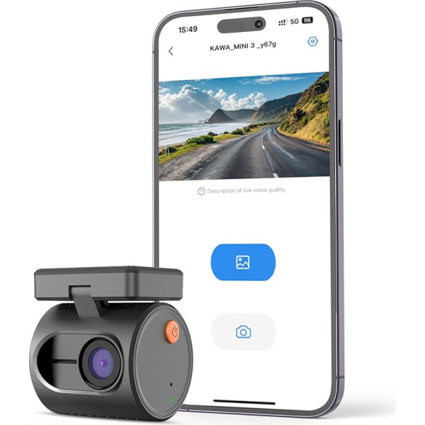 Neliela Dash Cam, KAWA 1296P QHD Mini Car Camera Dash Cam - balss vadība, WDR/3D DNR ar super nakts redzamību, 24H stāvvietas uzraudzība un G-sensors, 2024 New Dash Cam