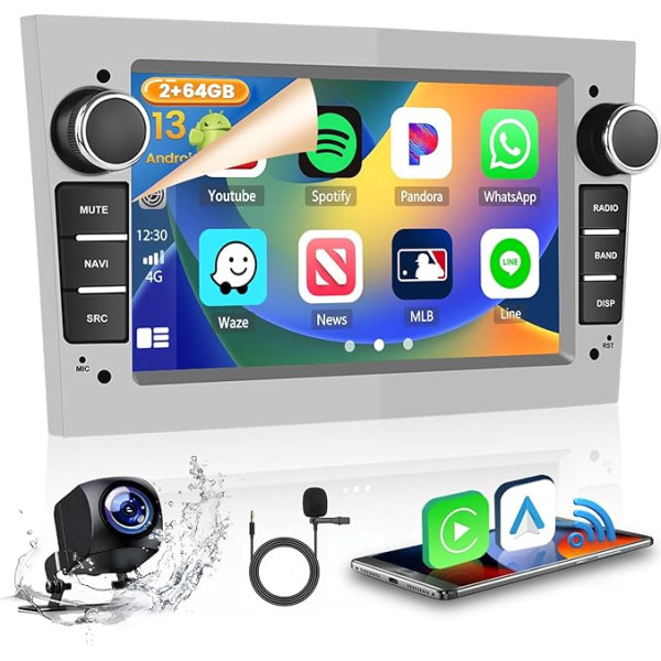 2GB + 64GB Android 13 auto radio Opel Astra Antara Vectra Corsa Zafira Meriva Vivara Vivaro Combo Signum Tigra Radio Bezvadu CarPlay Android auto Bluetooth 7 collu ekrāns auto radio ar navigāciju