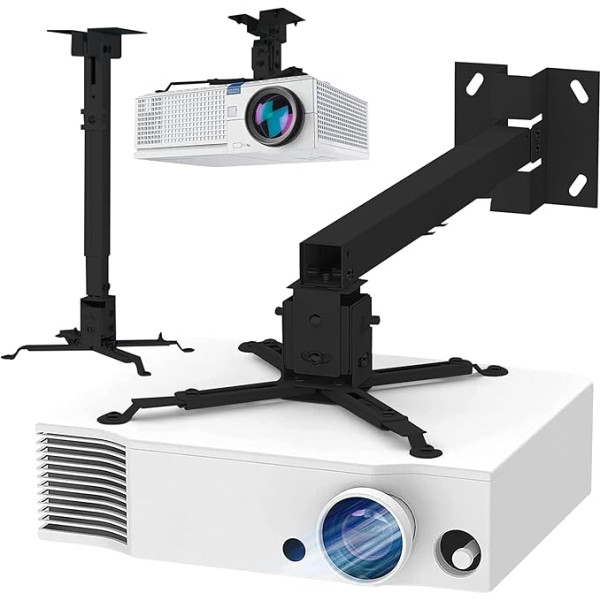 ABIS Universele Wand/Plafond Projector Montagebeugelset- 15o Kantelbare Flexibele Wandmontagebeugel- 43-65 cm Projectorstandaard Geschikt voor -Verstelbare Projector Ophangset voor Thuis & Kantoor