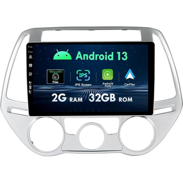 Android autoradio piemērots Hyundai I20 2010-2014 - 9 collu ar GPS navigāciju - atbalsta DAB/USB/Carplay/WiFi/4G/MirrorLink/SWC/AUX/Bluetooth/FM/RDS