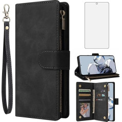 Asuwish Mobilais telefona futrālis priekš Xiaomi 12T/12T Pro 5G/Redmi K50 Ultra Case with Film, Screen Protector and Card Slot, Foldable Leather Wallet Stand Mi 12 T T12 12TPro Mobile Phone Cases Protective Phone