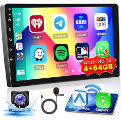 Inefala 8 Core 4 + 64 GB Auto radio Android 13 ar 9 collu skārienjūtīgo ekrānu Bezvadu Carplay un Android 2 DIN auto stereo ar GPS Bluetooth 5.0 WiFi 32EQ DSP 59UI FM/RDS SWC aizmugures skata kamera