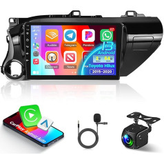 NHOPEEW Auto radio Toyota Hilux 2015-2020 ar bezvadu Carplay un Android Car - Android 13 Auto radio ar WiFi GPS stūres vadības ierīci EQ Split Screen + atpakaļgaitas kamera un mikrofons