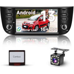 Podofo Auto radio Fiat Punto 2010-2016/Linea 2012-2015, 7 collu skārienjūtīgā ekrāna radio ar Bluetooth/Mirror Link/GPS/FM/RDS/WiFi/Steering Wheel Control/EQ/USB+Augstskata kamera