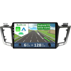 YUNTX Android 13 [6GB + 128GB] Autoradio Toyota RAV4 (2013-2018)-[Iebūvēts Carplay/Android Car/DSP]-9 collu IPS ekrāns Kamera + MIC-2 Din/DAB/GPS/Bluetooth 5.0/WiFi/USB/Stūres kontrole/4G