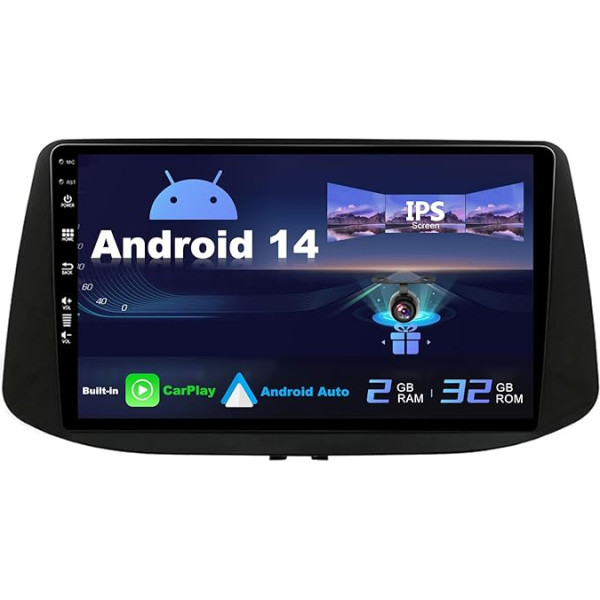 SXAUTO Android 13 IPS auto radio Hyundai i30 (2017-2018) - Iebūvēts CarPlay/Android Car - Atpakaļgaitas kamera + MIC - 2G + 32G - Vadāmība no stūres DAB Fast-Boot WiFi DSP Bluetooth 5.0-2 DIN 9