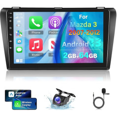 2+64G Android auto radio Mazda 3 2003-2009 ar bezvadu Carplay un Android Car - 9 collu skārienjūtīgais radio ar WiFi GPS EQ 28 darbvirsmas tēmas + AHD aizmugures skata kamera un mikrofons