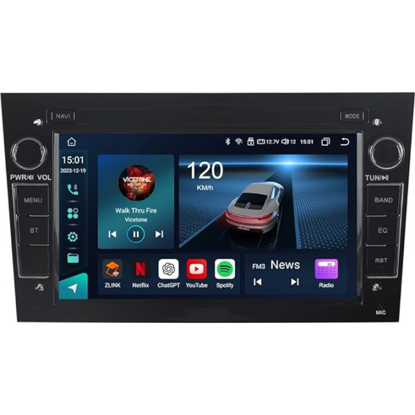 JUNHUA 4 + 64 GB autoradio Opel Vauxhall Astra Antara Vectra Corsa C D Zafira Android 13 8-core Bluetooth auto radio GPS satelītnavigācija ar bezvadu Carplay 4G LTE WiFi (melns)