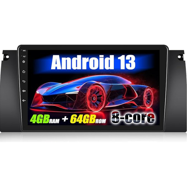 [8-core] SIXWIN 4+64G Android 13 Carplay Android auto radio BMW E39 X5 E38 M5, 9 collu skārienekrāns, 1280 x 720, ar DSP GPS WiFi BT BT USB FM RDS Radio Mirror Link + 32 joslu ekvalaizers