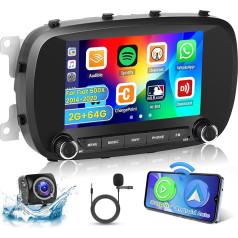 Hikity 2G 64G Auto Radio Android 13 priekš Fiat 500X 2014 2015 2016 2016 2017 2017 2018 2019 2020 ar Wireless Carplay Android Car, 7 collu auto radio ar GPS navigāciju Bluetooth WiFi RDS FM SWC MIC atpakaļgaitā