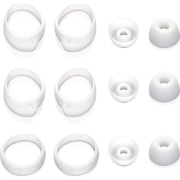 LALASTYLE 2 pāru rezerves ausu āķu komplekts Galaxy Buds austiņām ar silikona ausu uzgaļiem un āķiem Piemērots Galaxy Buds SM-R170 austiņām 4+4 White