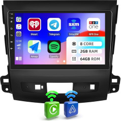 8-core Android 13 auto radio Mitsubishi Outlander 2/Peugeot 4007/Citroen C-Crosser ar Sat Navi Carplay Android Car, 2G + 64G, 9 collu Double DIN auto radio Touch Display ar DSP RDS Bluetooth