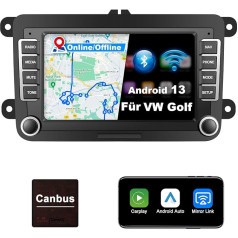 Lehwey Bluetooth auto radio ar ekrānu Golf 5 6 VW Polo T5 Passat Touran Seat ar navigāciju WLAN FM/AM, Apple Carplay, Android Car, stūres vadības pults, 2Din Android 13 Dab Auto Radio Touch