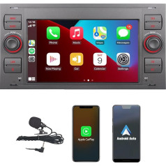 HLLECARMO Radio ar bezvadu Carplay un Android 7 collu HD LCD Bluetooth Mirror Link AM/FM/RDS USB DSP Subw EQ SWC priekš Ford C-Max S-Max Ford Focus Galaxy Transit Kuga Fiesta Fusion Mondeo