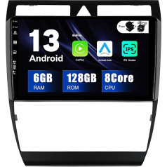 SXAUTO - 6G + 128G - Android 12 IPS autoradio Audi A6 C5 S6 (1999-2004) / RS6 (2002-2006) - Iebūvēts Carplay/Android Car - LED kamera + mikrofons - DAB stūres vadības pults Fast-Boot 360-CAM - 2 DIN 9